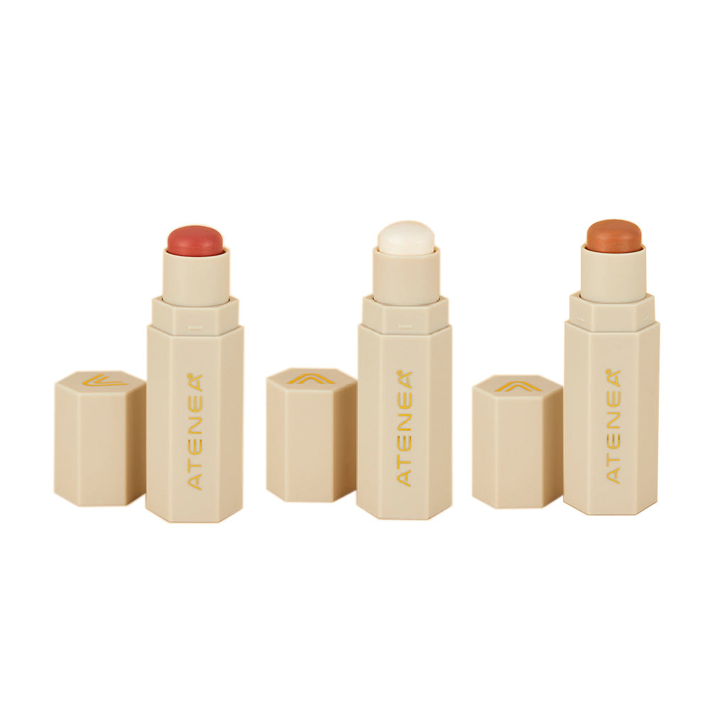 TRÍO STICK ATENEA BRONZER ILUMINADOR Y RUBOR