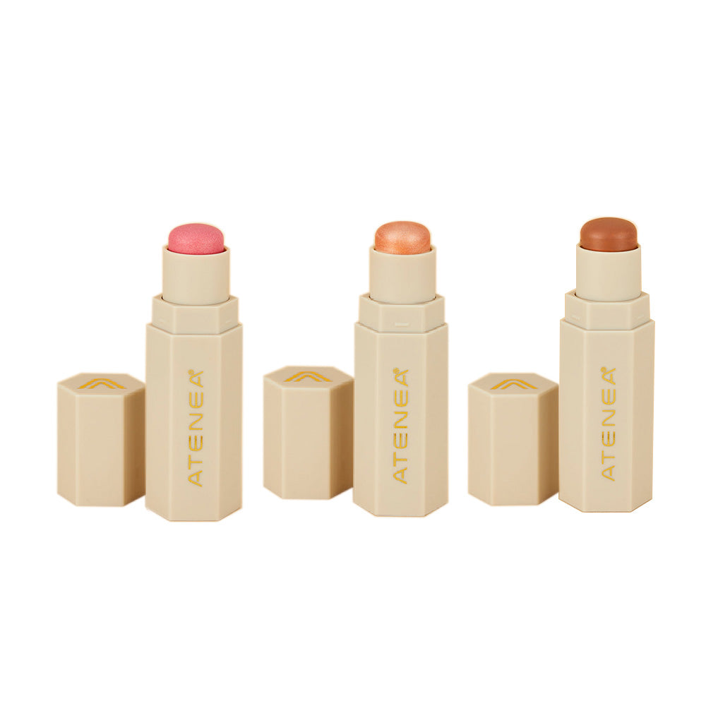 TRÍO STICK ATENEA BRONZER ILUMINADOR Y RUBOR